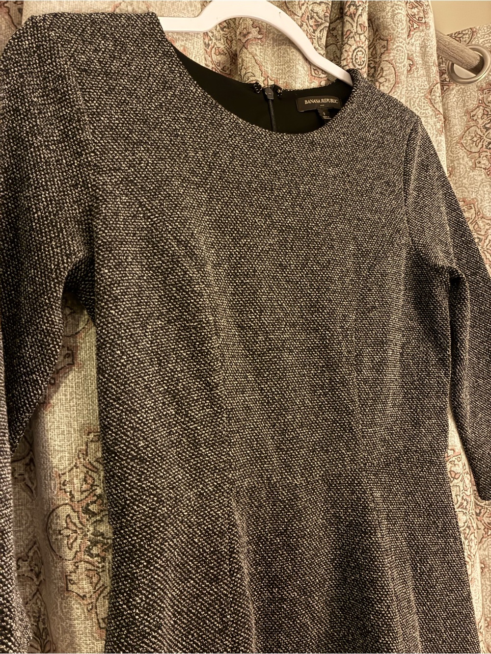 Banana Republic Black and White Textured Crewneck Sweater Dress